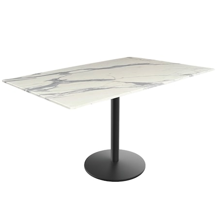 Holland Bar Stool Co 30 Tall OD214 Black Table Base w22 Diameter foot and 32x48 White Marble Top, IndoorOutdoor OD214-2230BWODS3248WM